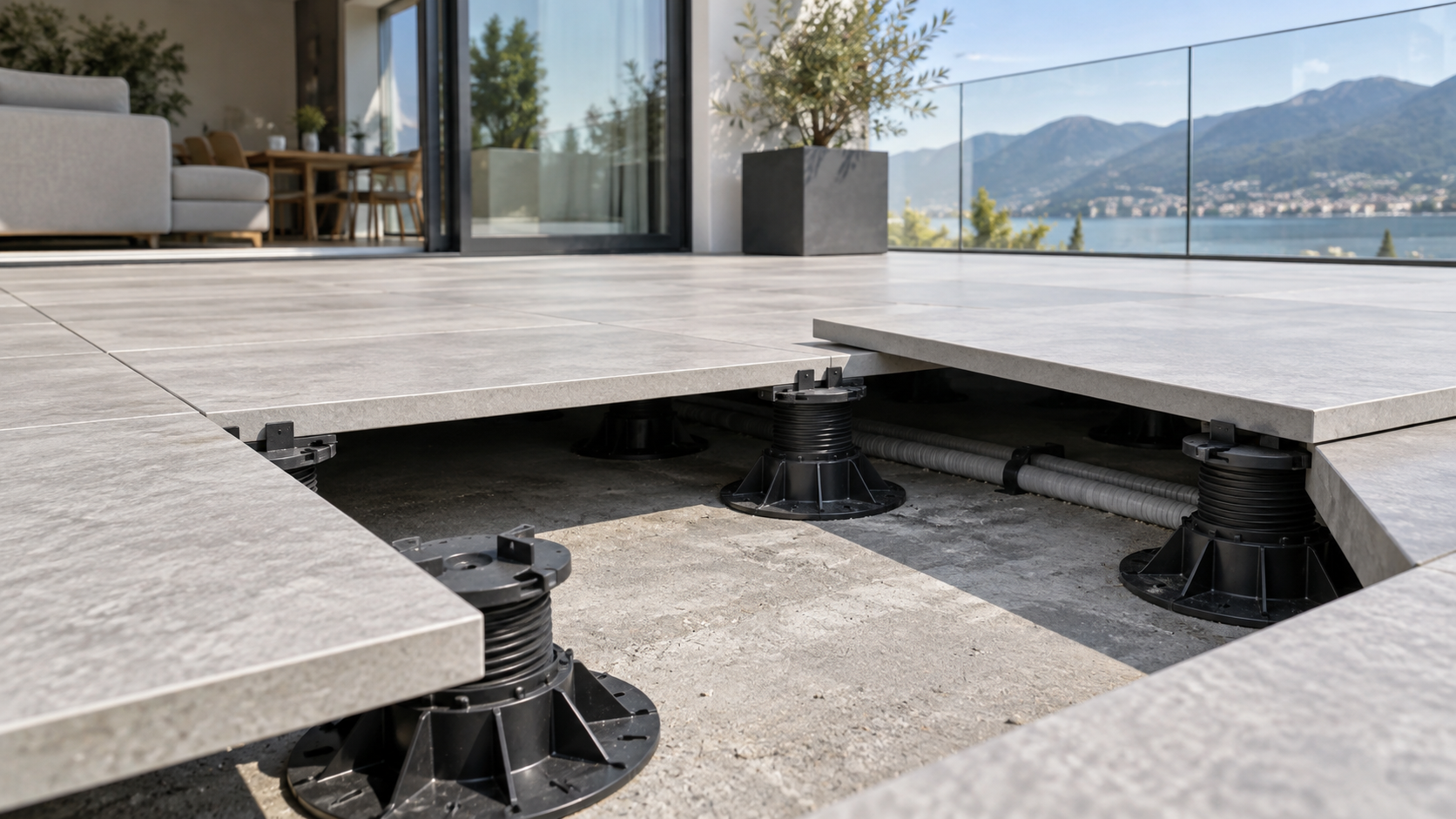 Płyty gresowe na wspornikach – konstrukcja tarasu wentylowanego